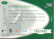 2001 Leaf Certified Materials #115 Joe Kennedy FF Fld Glv RC back image