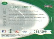 2001 Leaf Certified Materials #130 Horacio Ramirez FF Fld Glv RC back image