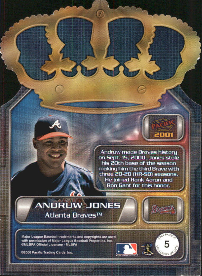 2001 Pacific Gold Crown Die Cuts #5 Andruw Jones back image