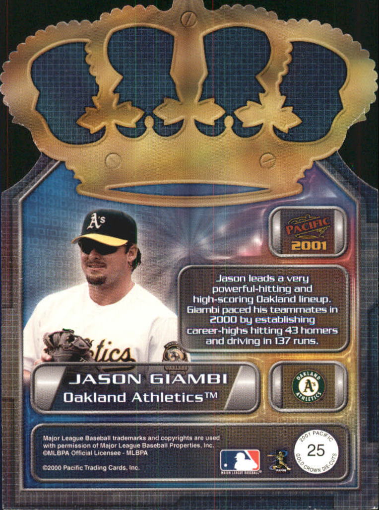 2001 Pacific Gold Crown Die Cuts #25 Jason Giambi back image