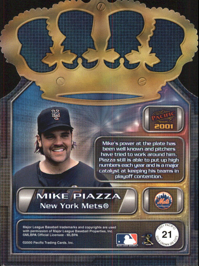 2001 Pacific Gold Crown Die Cuts Blue #21 Mike Piazza back image