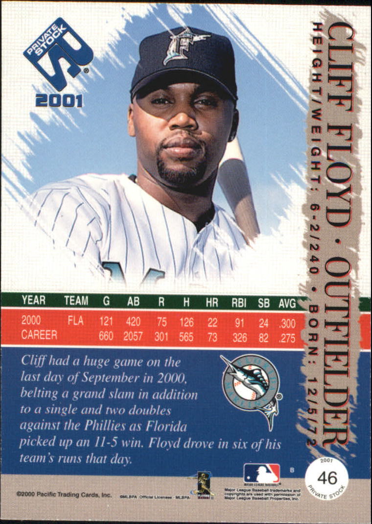 2001 Private Stock Silver #46 Cliff Floyd back image