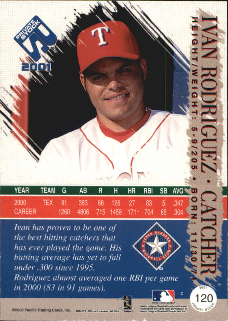 2001 Private Stock Silver #120 Ivan Rodriguez back image