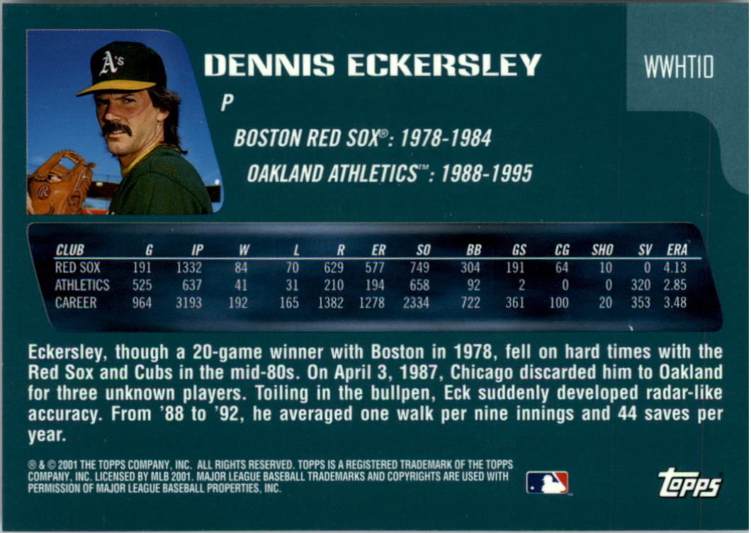 2001 Topps Traded Who Would Have Thought #WWHT10 Dennis Eckersley back image