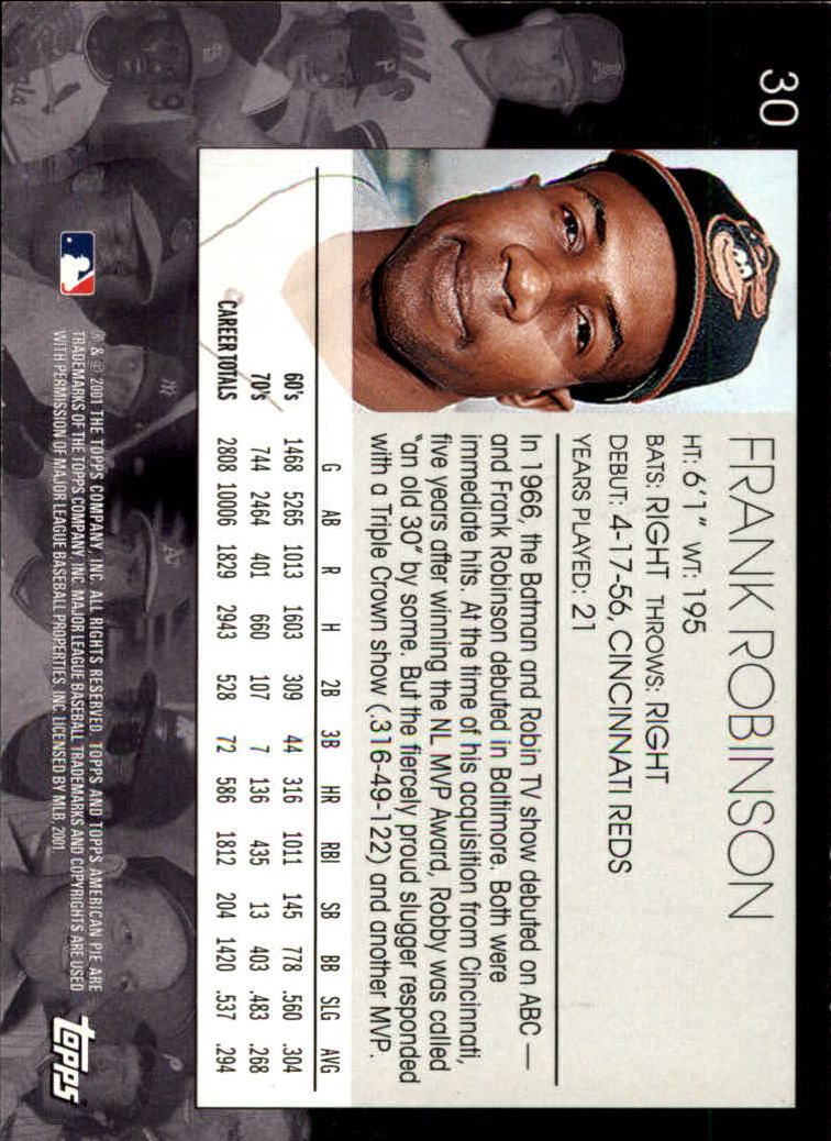 2001 Topps American Pie #30 Frank Robinson back image