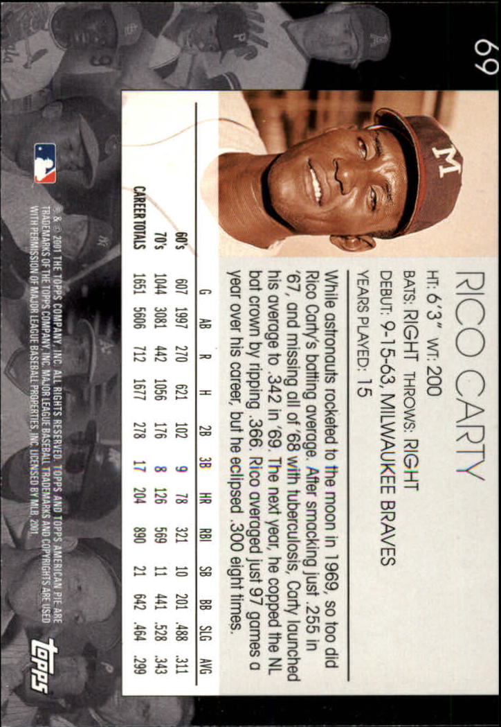 2001 Topps American Pie #69 Rico Carty back image