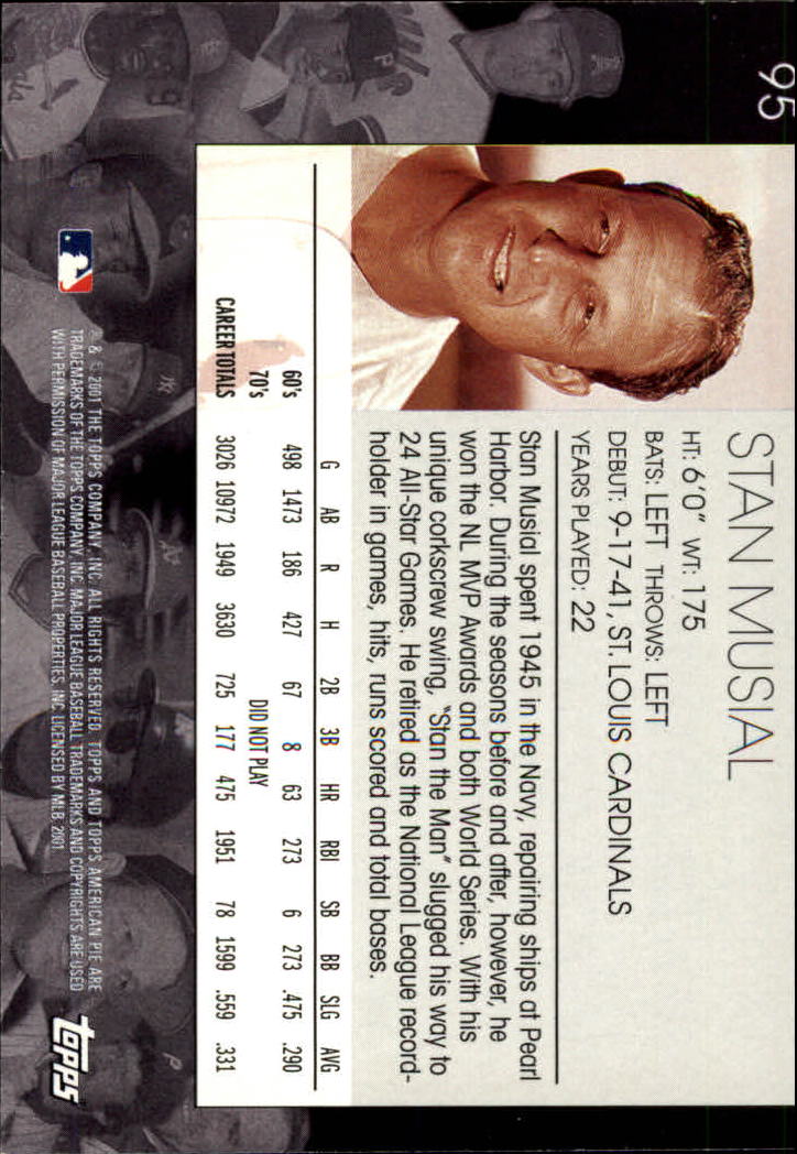 2001 Topps American Pie #95 Stan Musial back image