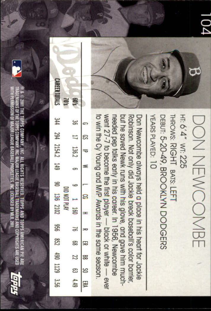 2001 Topps American Pie #104 Don Newcombe back image
