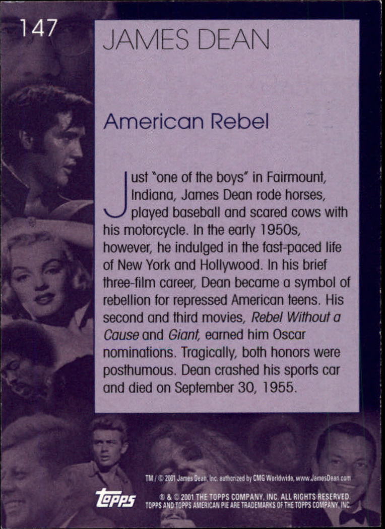 2001 Topps American Pie #147 James Dean back image
