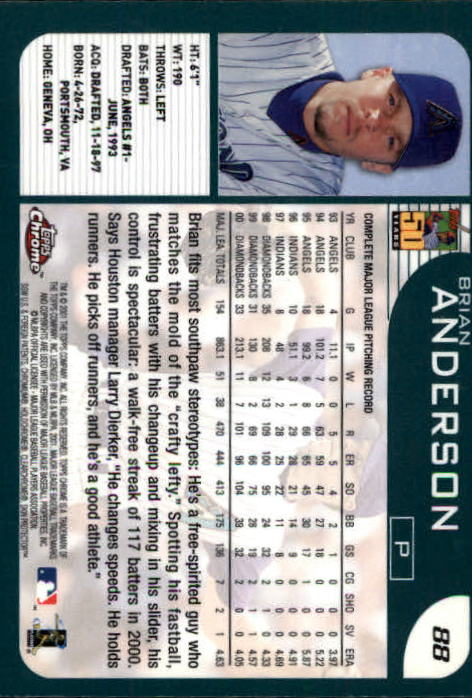 2001 Topps Chrome #88 Brian Anderson back image