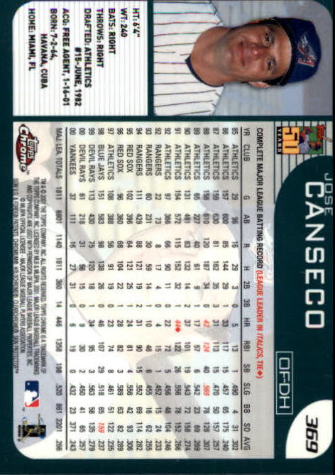 Jose Canseco cards (1987-2024) A's Yankees Rays Rangers Red Sox - You Choose - Picture 215 of 259