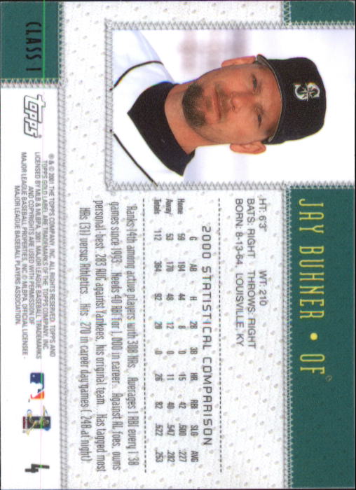 2001 Topps Gold Label Class 1 #4 Jay Buhner back image