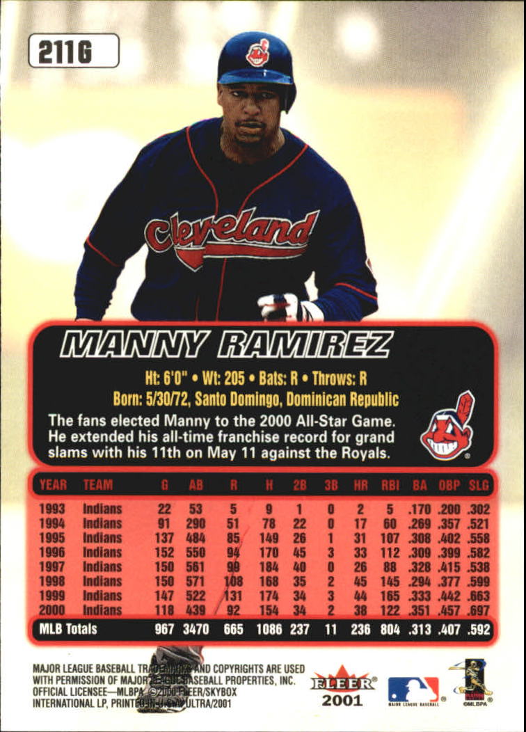 2001 Ultra Gold Medallion #211 Manny Ramirez back image