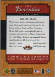 2001 Upper Deck Legends Fiorentino Collection #F4 Willie Mays back image