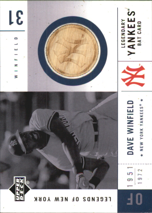 2001 Upper Deck Legends of NY Game Bat #LYBDW Dave Winfield