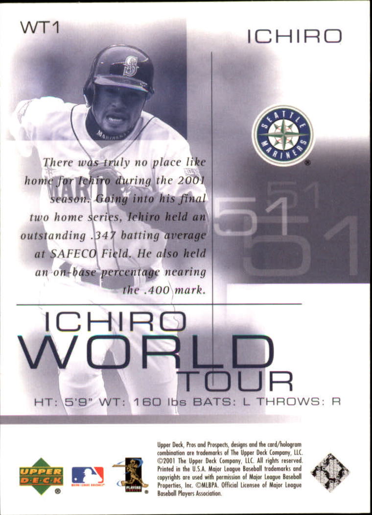 2001 Upper Deck Pros and Prospects Ichiro World Tour #WT1 Ichiro Safeco Field back image