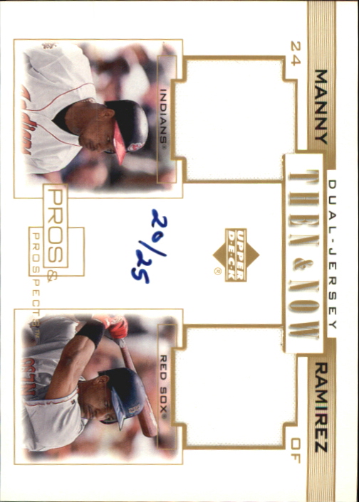 2001 Upper Deck Pros and Prospects Then and Now Game Jersey Gold #TNMR Manny Ramirez Sox