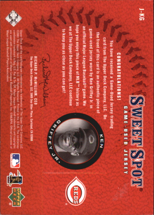 2001 Sweet Spot Game Jersey #JKG Ken Griffey Jr. back image