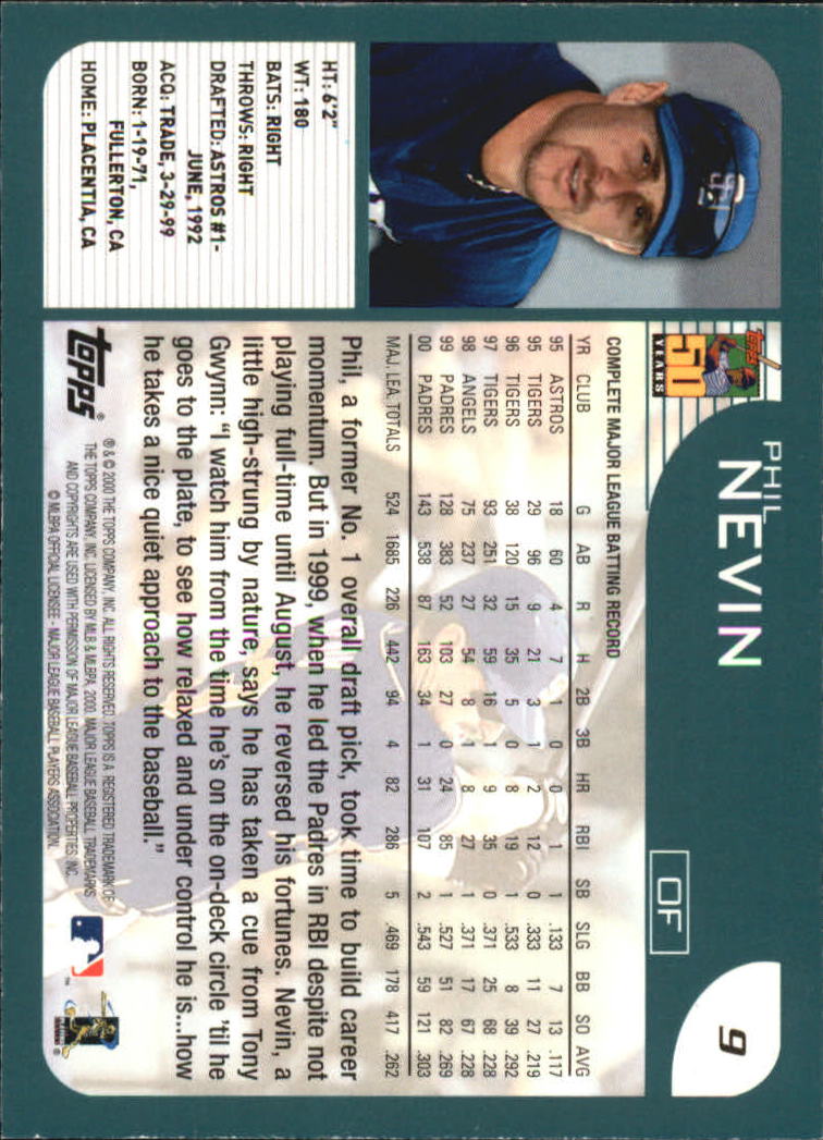 2001 Topps #9 Phil Nevin back image