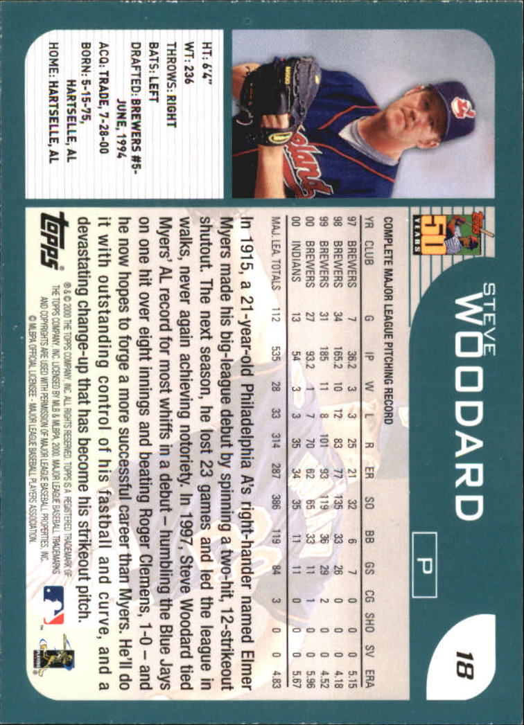 2001 Topps #18 Steve Woodard back image