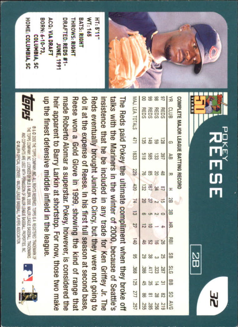 2001 Topps #32 Pokey Reese back image