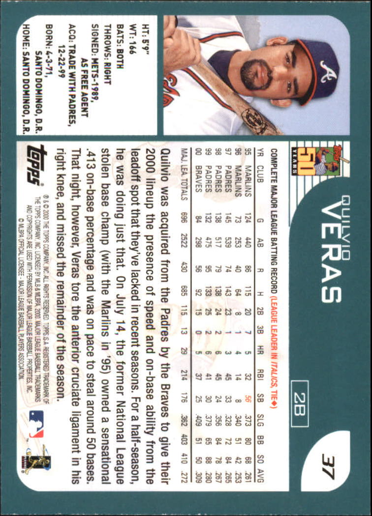 2001 Topps #37 Quilvio Veras back image