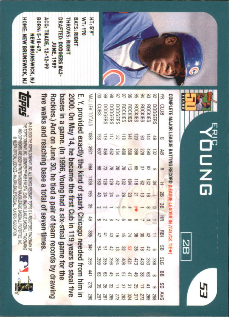2001 Topps #53 Eric Young back image