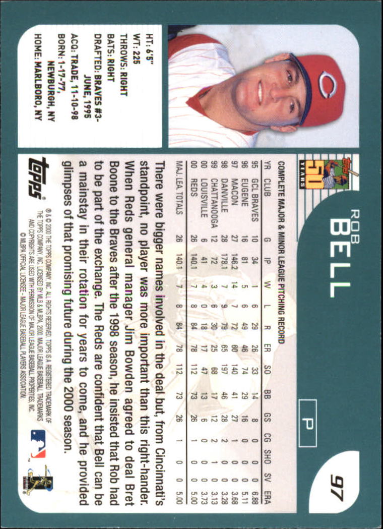 2001 Topps #97 Rob Bell back image