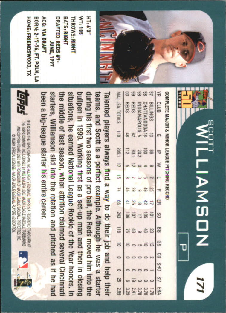 2001 Topps #171 Scott Williamson back image