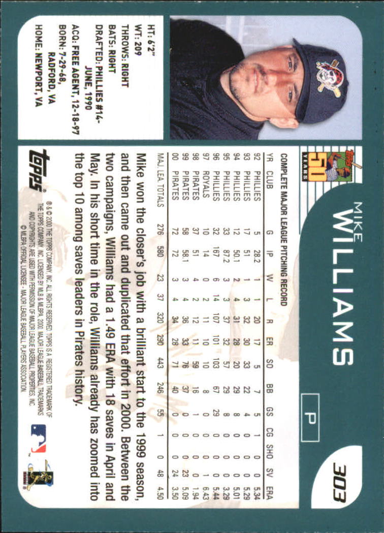 2001 Topps #303 Mike Williams back image