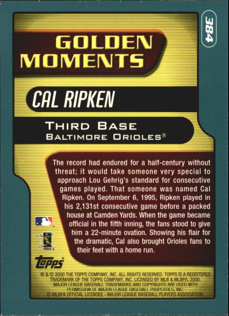 2001 Topps #384 Cal Ripken GM back image