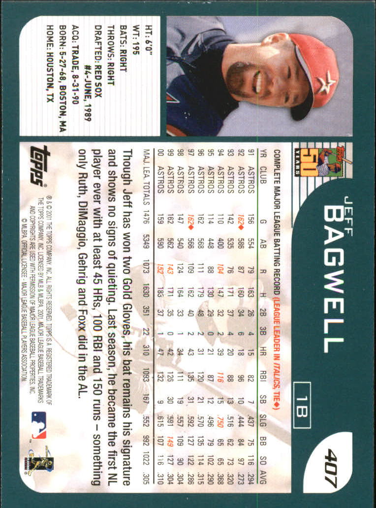 2001 Topps #407 Jeff Bagwell back image