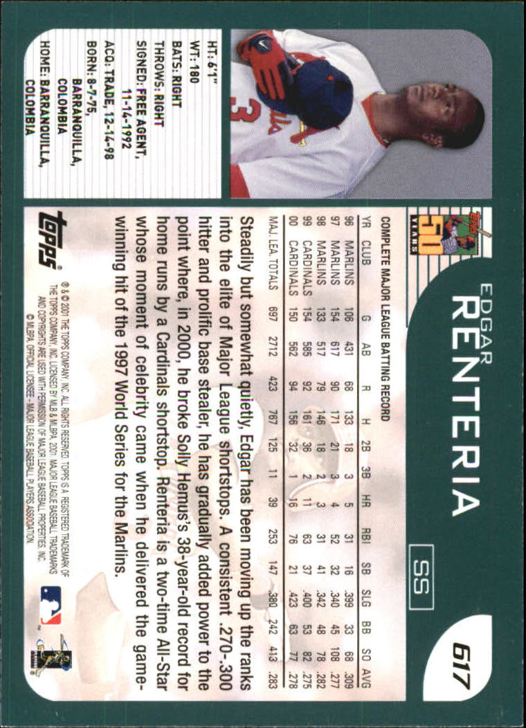 2001 Topps #617 Edgar Renteria back image