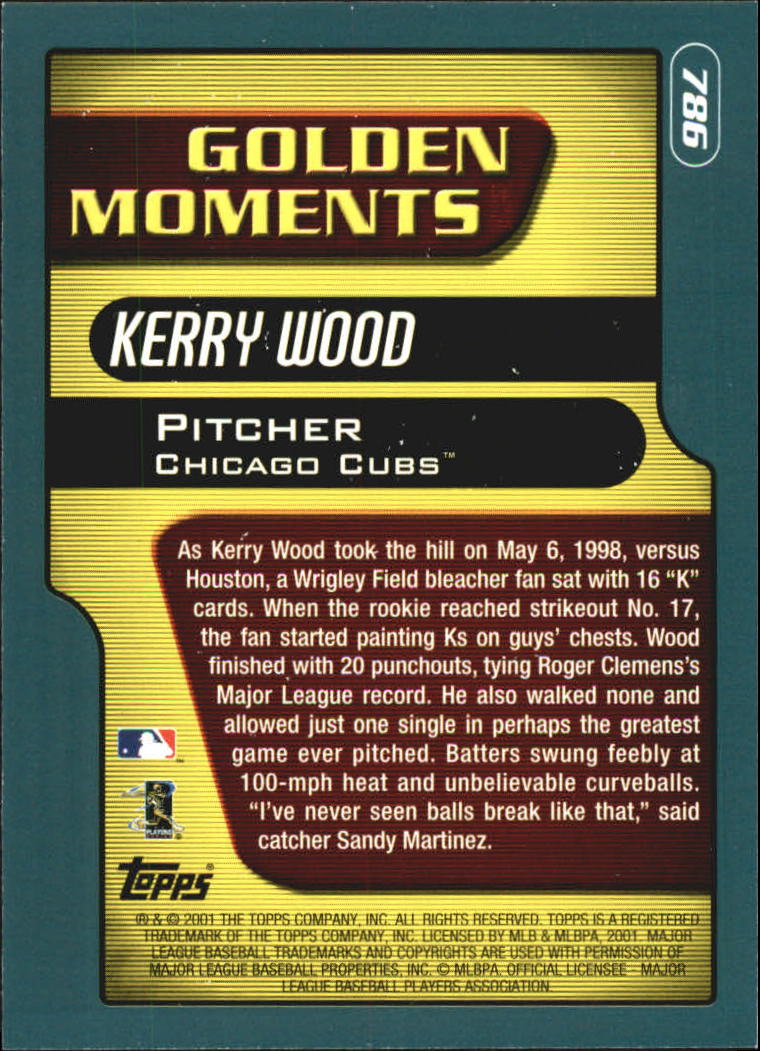 2001 Topps #786 Kerry Wood GM back image