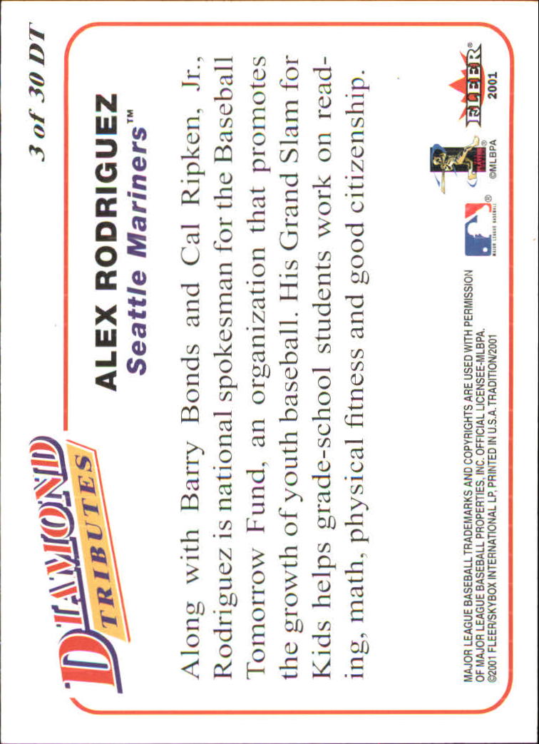 2001 Fleer Tradition Baseball "Diamond Tributes" Insert Cards - Picture 5 of 37