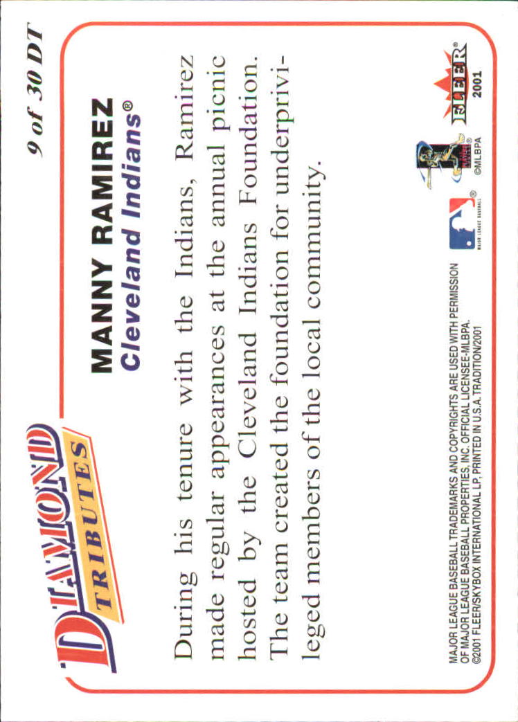 2001 Fleer Tradition Baseball "Diamond Tributes" Insert Cards - Picture 13 of 37