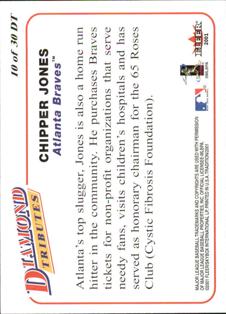 2001 Fleer Tradition Baseball "Diamond Tributes" Insert Cards - Picture 15 of 37