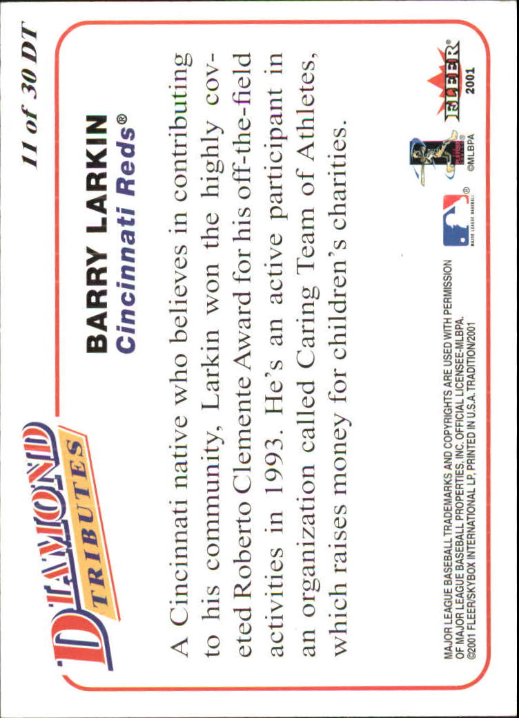2001 Fleer Tradition Baseball "Diamond Tributes" Insert Cards - Picture 17 of 37