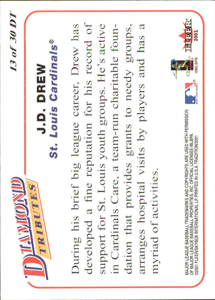 2001 Fleer Tradition Baseball "Diamond Tributes" Insert Cards - Picture 19 of 37