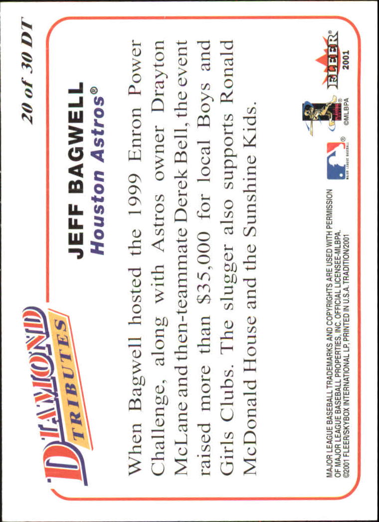 2001 Fleer Tradition Baseball "Diamond Tributes" Insert Cards - Picture 27 of 37