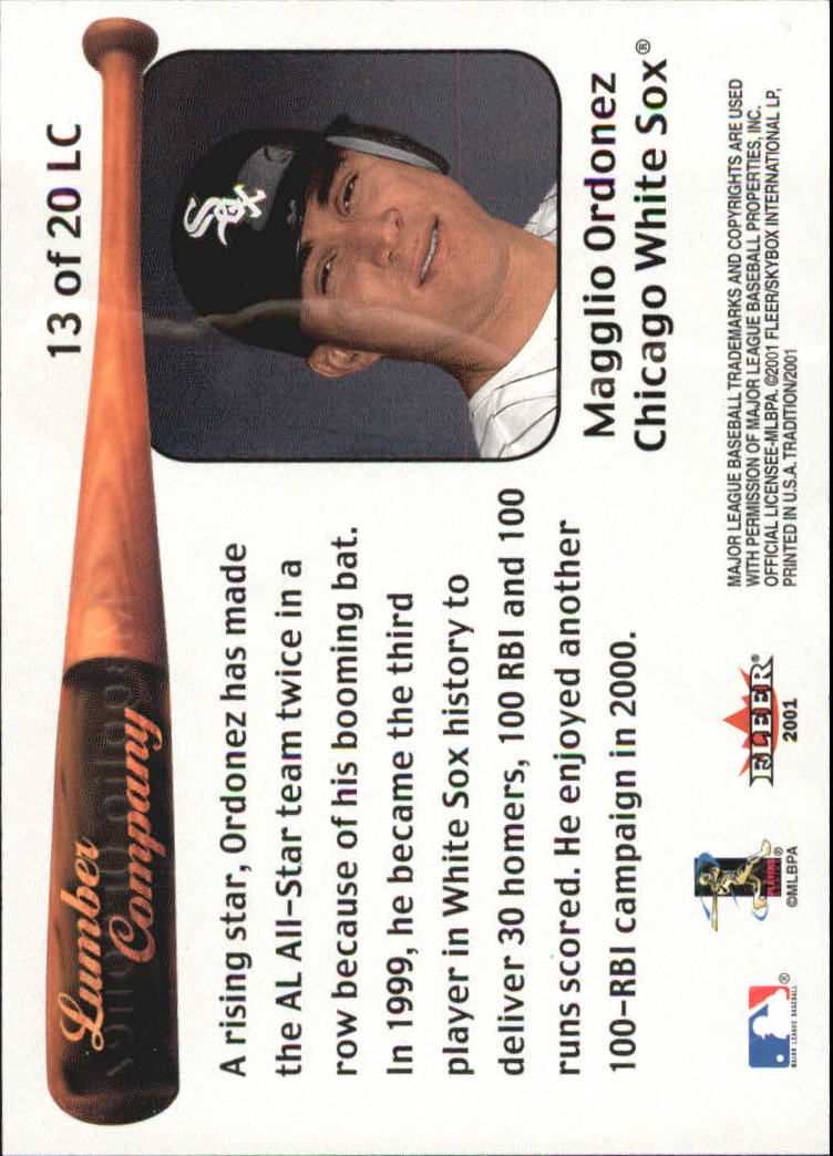 2001 Fleer Tradition Baseball "Lumber Company" Insert Cards - Picture 17 of 25