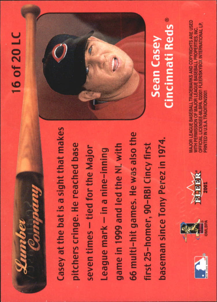 2001 Fleer Tradition Baseball "Lumber Company" Insert Cards - Picture 21 of 25