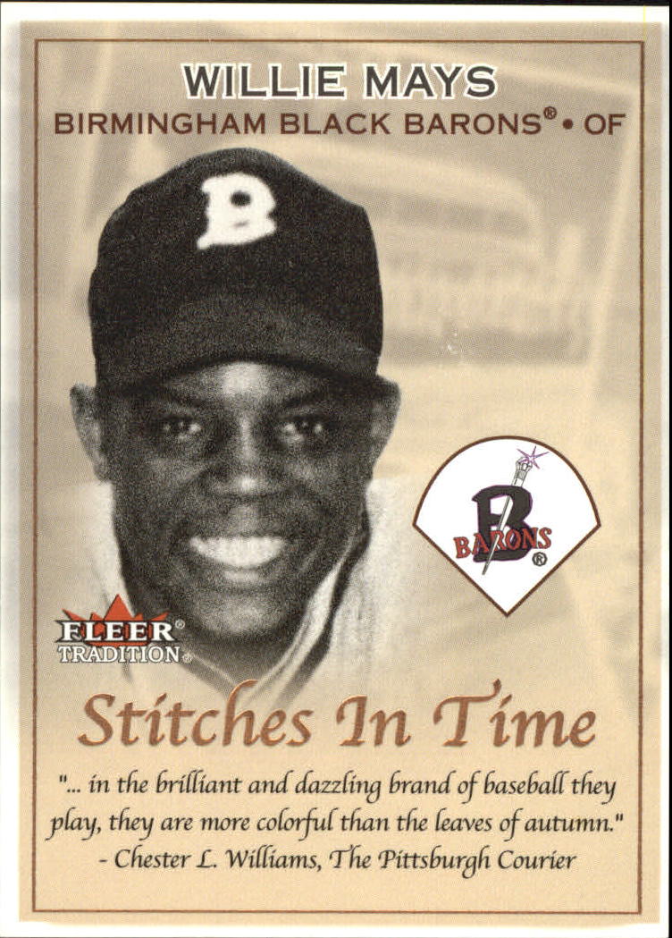 2001 Fleer Tradition Stitches in Time #ST14 Willie Mays - NM-MT