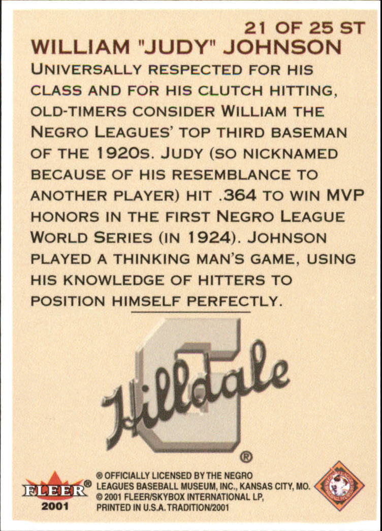2001 Fleer Tradition Stitches in Time #ST21 Judy Johnson back image
