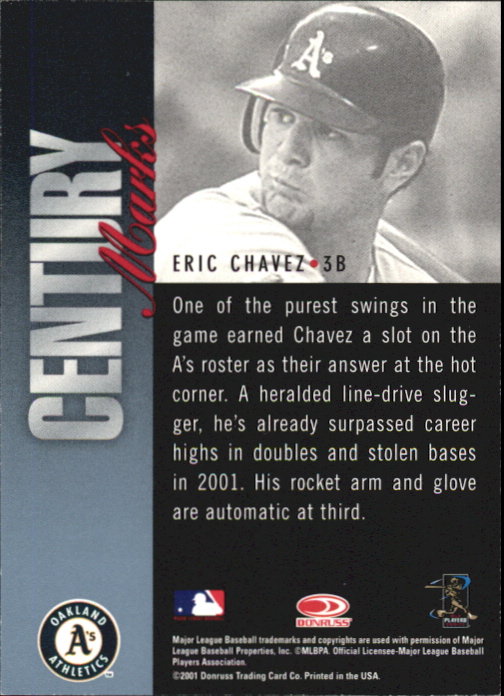 2001 Donruss Signature Century Marks Masters Series #7 Eric Chavez back image