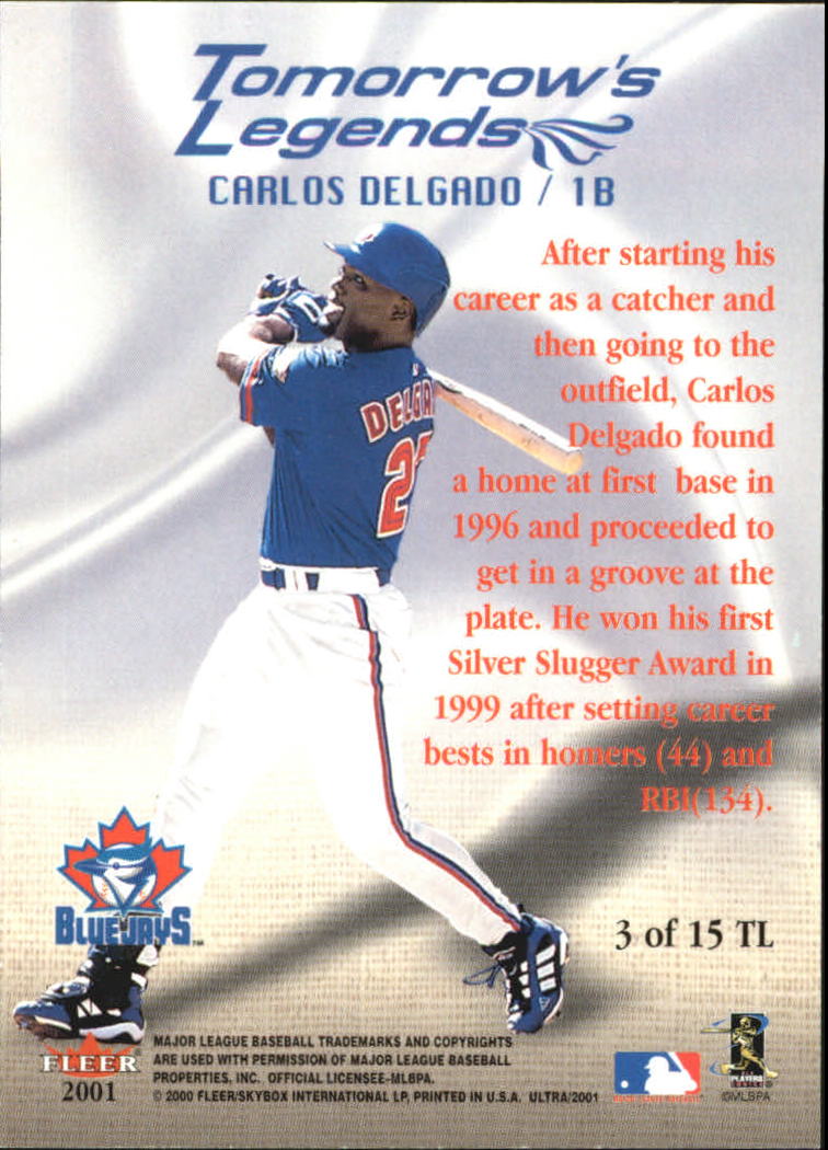 2001 Ultra Tomorrow's Legends #3 Carlos Delgado back image