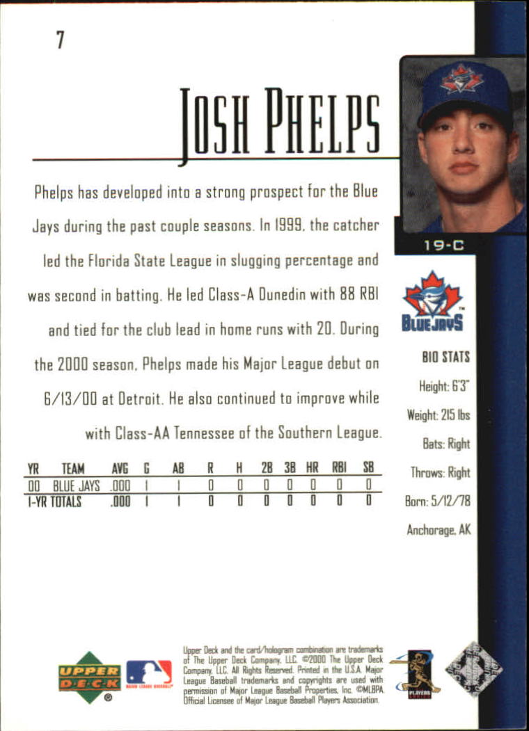 2001 Upper Deck #7 Josh Phelps SR back image