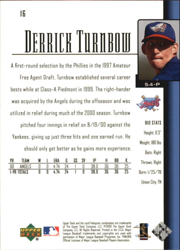 2001 Upper Deck #16 Derrick Turnbow SR back image