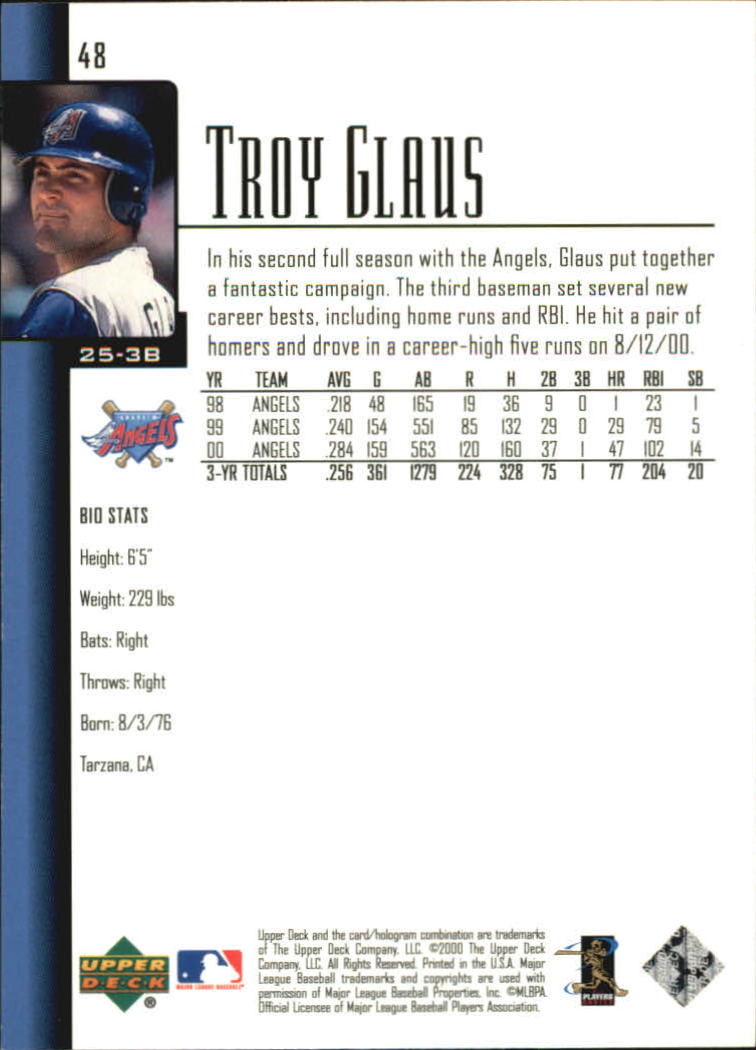 2001 Upper Deck #48 Troy Glaus back image