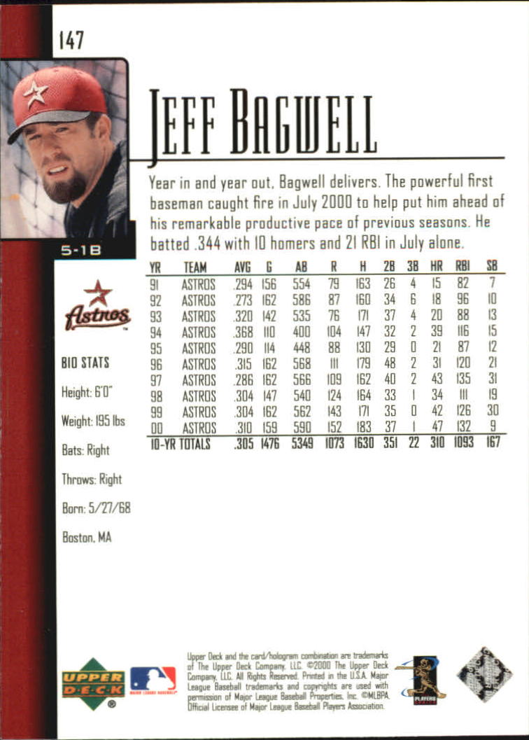 2001 Upper Deck #147 Jeff Bagwell back image